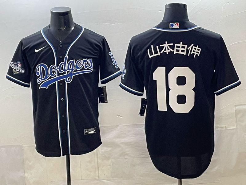 Men 2025 Los Angeles Dodgers #18 Yamamoto Black Game Nike MLB Jersey 04->los angeles dodgers->MLB Jersey